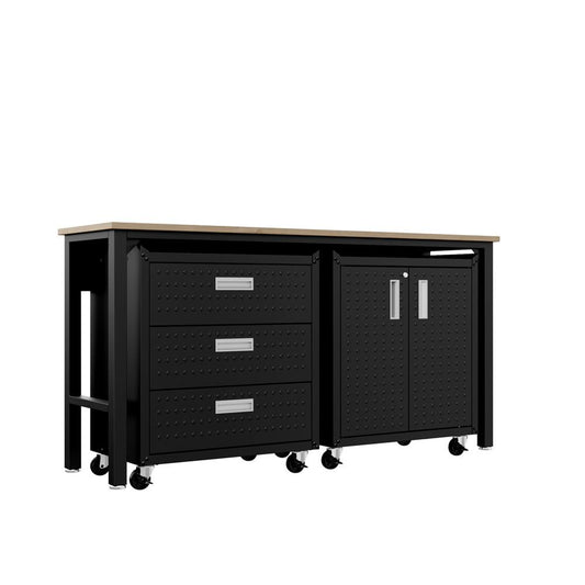 Manhattan Comfort - 3-Piece Fortress Garage Set with 3 Drawers in Charcoal Grey - 16GMC-CH veiw 2