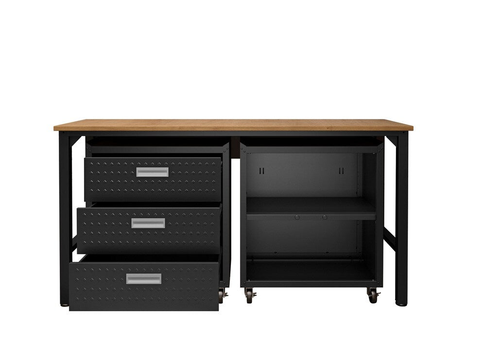 Manhattan Comfort - 3-Piece Fortress Garage Set with 3 Drawers in Charcoal Grey - 16GMC-CH veiw 4