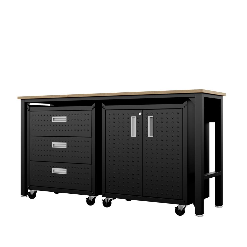 Manhattan Comfort - 3-Piece Fortress Garage Set with 3 Drawers in Charcoal Grey - 16GMC-CH veiw 5