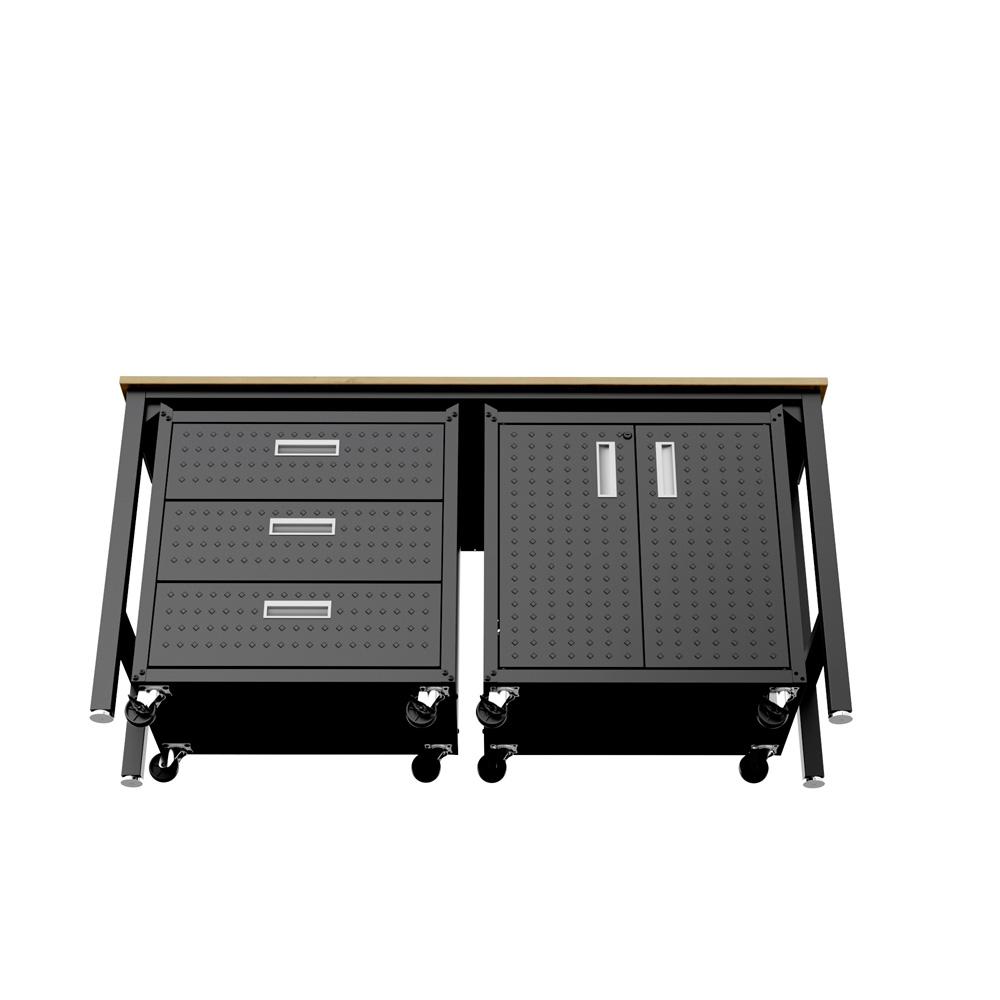 Manhattan Comfort - 3-Piece Fortress Garage Set with 3 Drawers in Charcoal Grey - 16GMC-CH veiw 6
