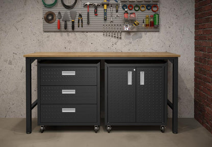 Manhattan Comfort - 3-Piece Fortress Garage Set with 3 Drawers in Charcoal Grey - 16GMC-CH veiw 10
