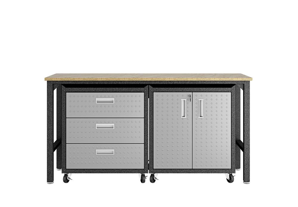 Manhattan Comfort - 3-Piece Fortress Garage Set with 3 Drawers in Grey - 16GMC veiw 1