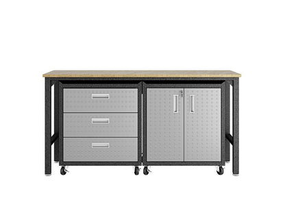 Manhattan Comfort - 3-Piece Fortress Garage Set with 3 Drawers in Grey - 16GMC veiw 1
