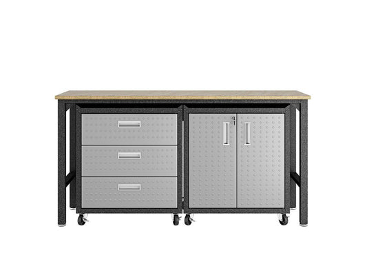 Manhattan Comfort - 3-Piece Fortress Garage Set with 3 Drawers in Grey - 16GMC veiw 1