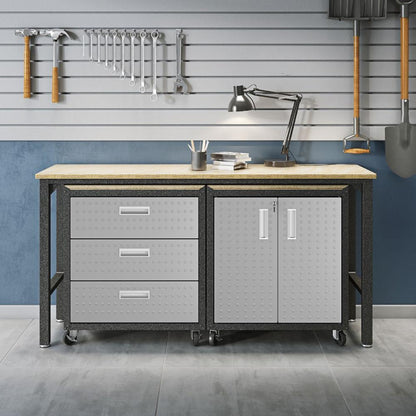 Manhattan Comfort - 3-Piece Fortress Garage Set with 3 Drawers in Grey - 16GMC veiw 12