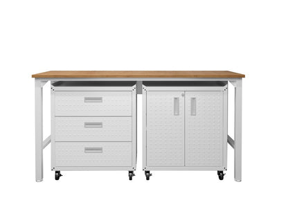 Manhattan Comfort - 3-Piece Fortress Garage Set with 3 Drawers in White - 16GMC-WH veiw 1