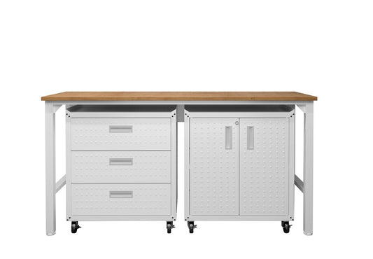 Manhattan Comfort - 3-Piece Fortress Garage Set with 3 Drawers in White - 16GMC-WH veiw 1