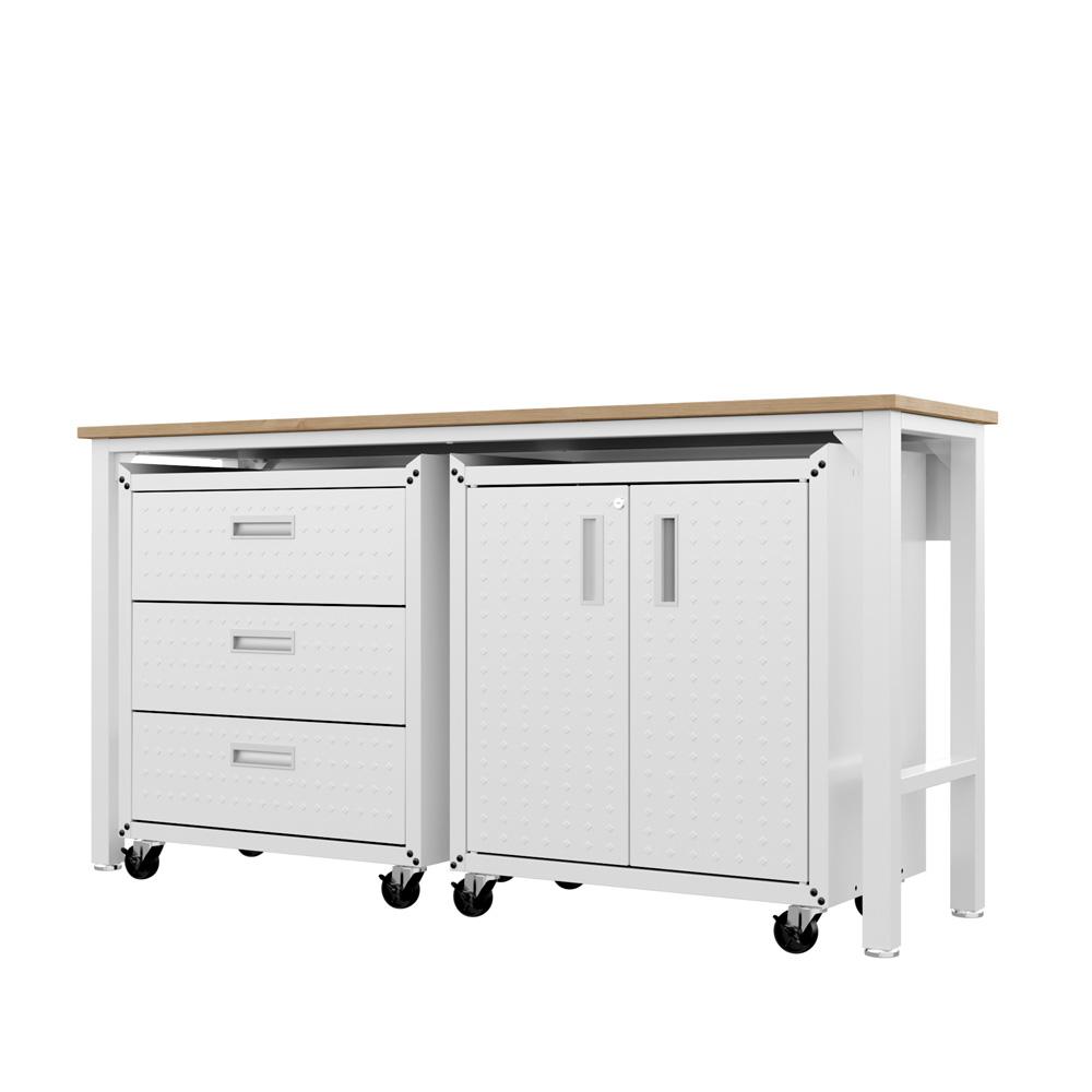 Manhattan Comfort - 3-Piece Fortress Garage Set with 3 Drawers in White - 16GMC-WH veiw 3