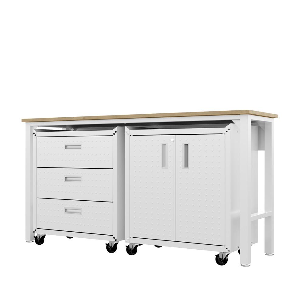 Manhattan Comfort - 3-Piece Fortress Garage Set with 3 Drawers in White - 16GMC-WH veiw 5