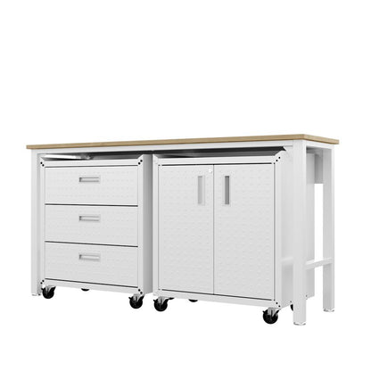 Manhattan Comfort - 3-Piece Fortress Garage Set with 3 Drawers in White - 16GMC-WH veiw 5