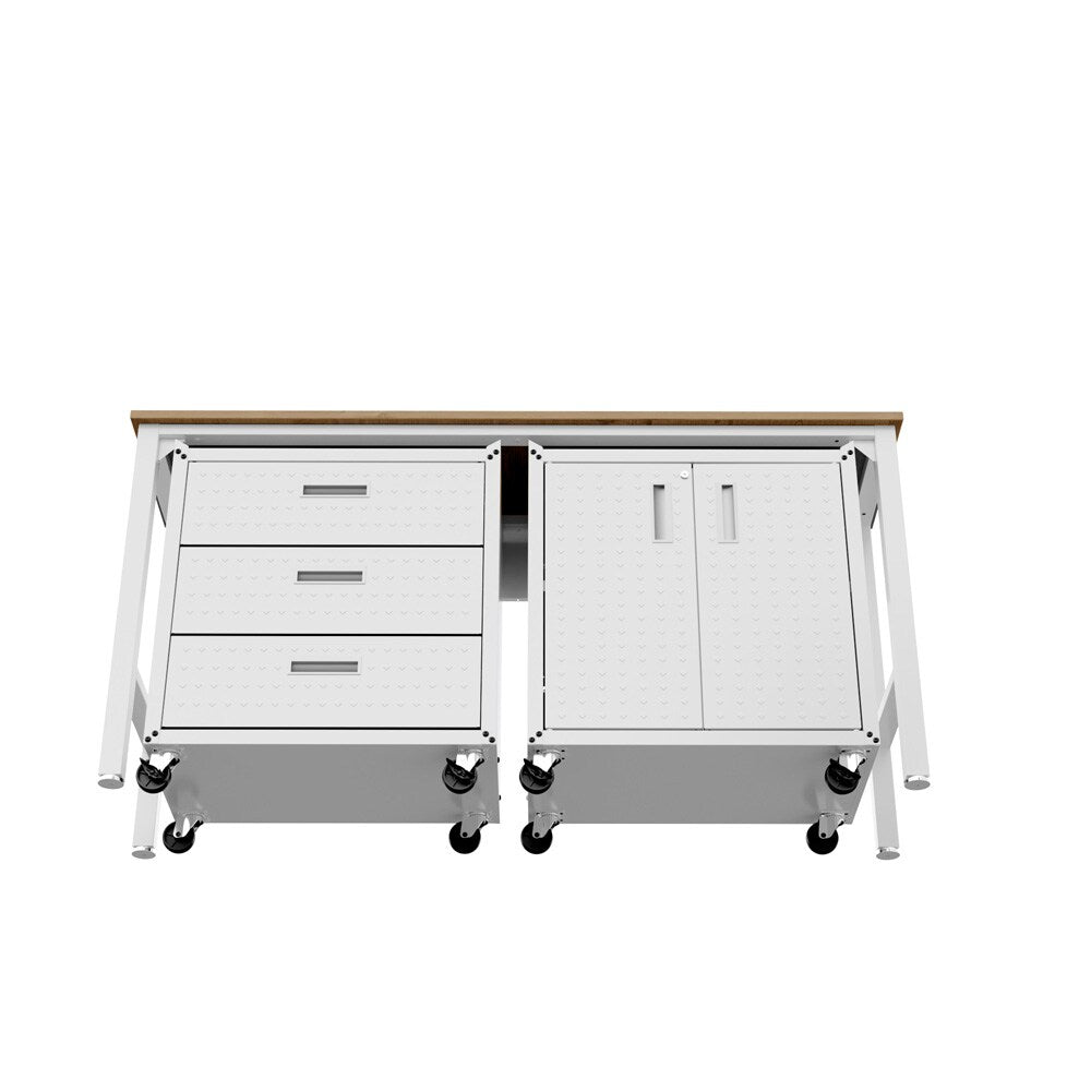 Manhattan Comfort - 3-Piece Fortress Garage Set with 3 Drawers in White - 16GMC-WH veiw 6