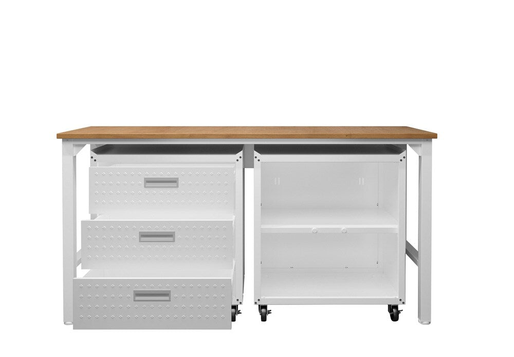 Manhattan Comfort - 3-Piece Fortress Garage Set with 3 Drawers in White - 16GMC-WH veiw 7