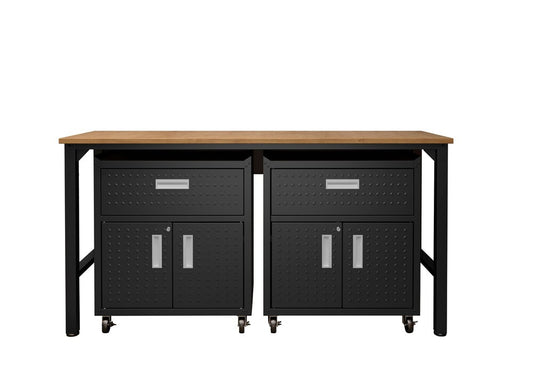 Manhattan Comfort - 3-Piece Fortress Garage Set with 2 Drawers in Charcoal Grey - 17GMC-CH veiw 1