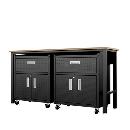 Manhattan Comfort - 3-Piece Fortress Garage Set with 2 Drawers in Charcoal Grey - 17GMC-CH veiw 2