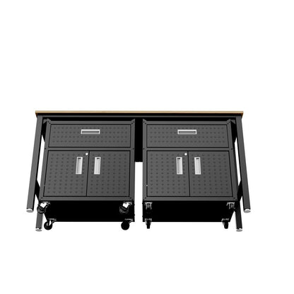 Manhattan Comfort - 3-Piece Fortress Garage Set with 2 Drawers in Charcoal Grey - 17GMC-CH veiw 5