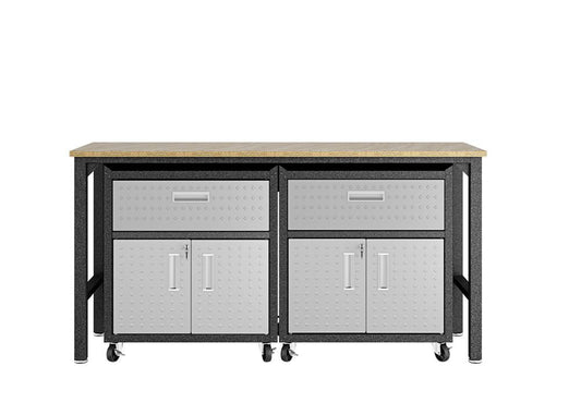 Manhattan Comfort - 3-Piece Fortress Garage Set with 2 Drawers in Grey - 17GMC veiw 1