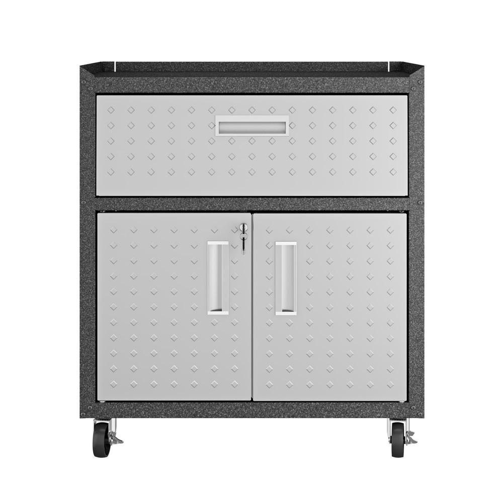 Manhattan Comfort - 3-Piece Fortress Garage Set with 2 Drawers in Grey - 17GMC veiw 2