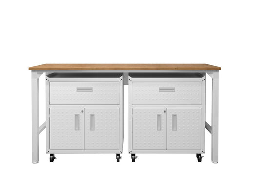 Manhattan Comfort - 3-Piece Fortress Garage Set with 2 Drawers in White - 17GMC-WH veiw 1