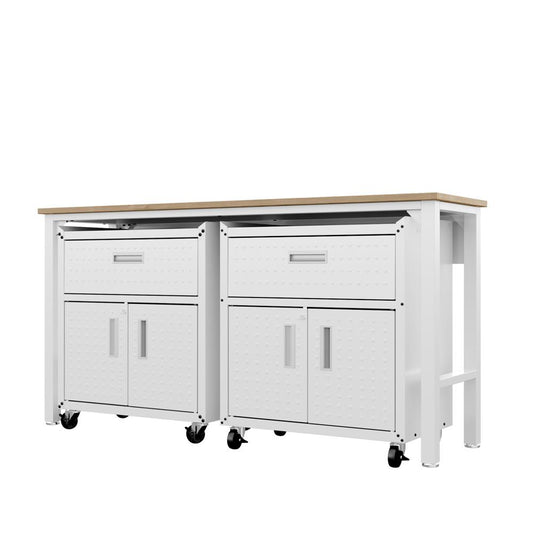 Manhattan Comfort - 3-Piece Fortress Garage Set with 2 Drawers in White - 17GMC-WH veiw 2