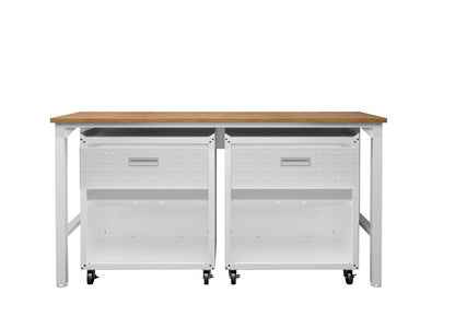Manhattan Comfort - 3-Piece Fortress Garage Set with 2 Drawers in White - 17GMC-WH veiw 4