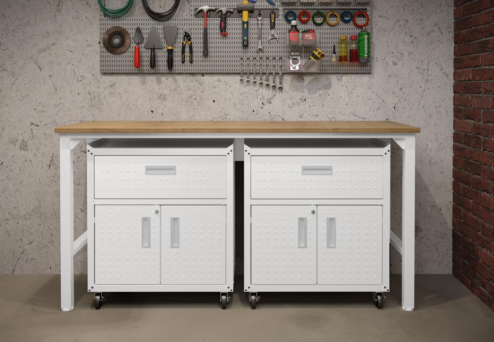 Manhattan Comfort - 3-Piece Fortress Garage Set with 2 Drawers in White - 17GMC-WH veiw 9