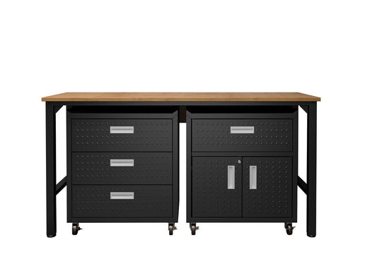 Manhattan Comfort - 3-Piece Fortress Garage Set with 4 Drawers in Charcoal Grey - 18GMC-CH veiw 1