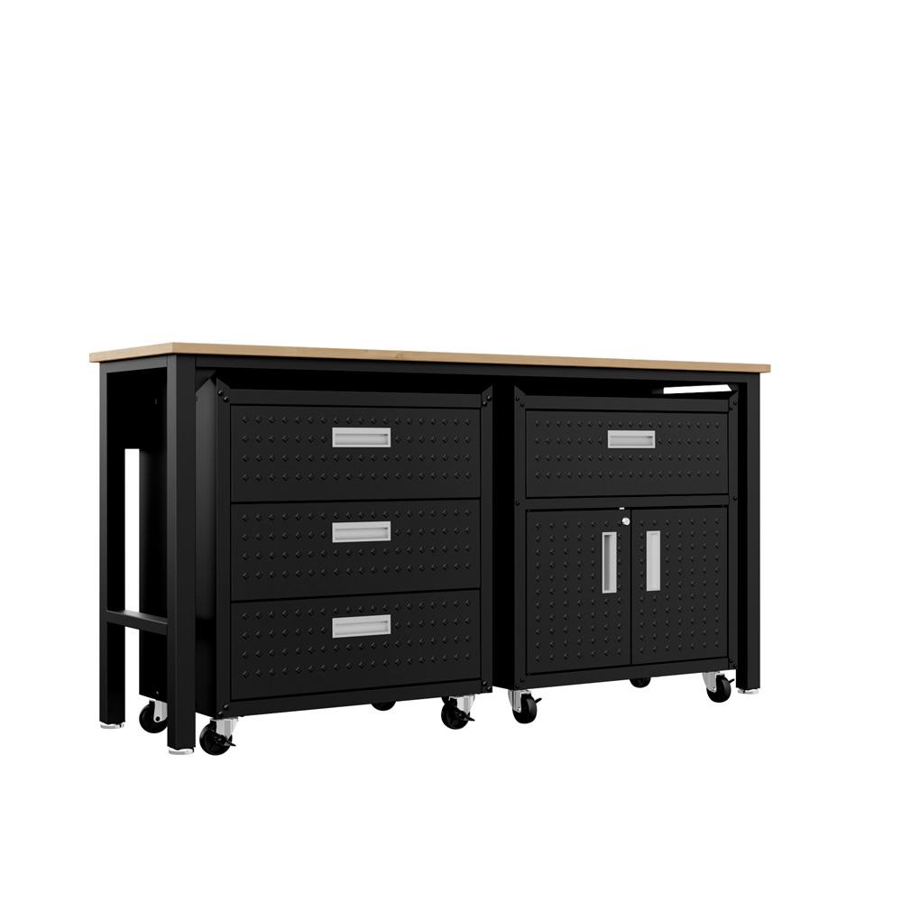 Manhattan Comfort - 3-Piece Fortress Garage Set with 4 Drawers in Charcoal Grey - 18GMC-CH veiw 3