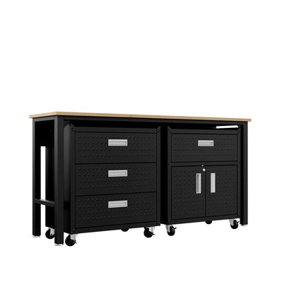 Manhattan Comfort - 3-Piece Fortress Garage Set with 4 Drawers in Charcoal Grey - 18GMC-CH veiw 3