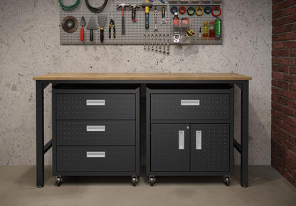 Manhattan Comfort - 3-Piece Fortress Garage Set with 4 Drawers in Charcoal Grey - 18GMC-CH veiw 8