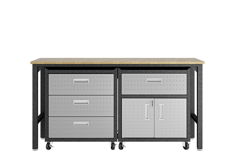 Manhattan Comfort - 3-Piece Fortress Garage Set with 4 Drawers in Grey - 18GMC veiw 1