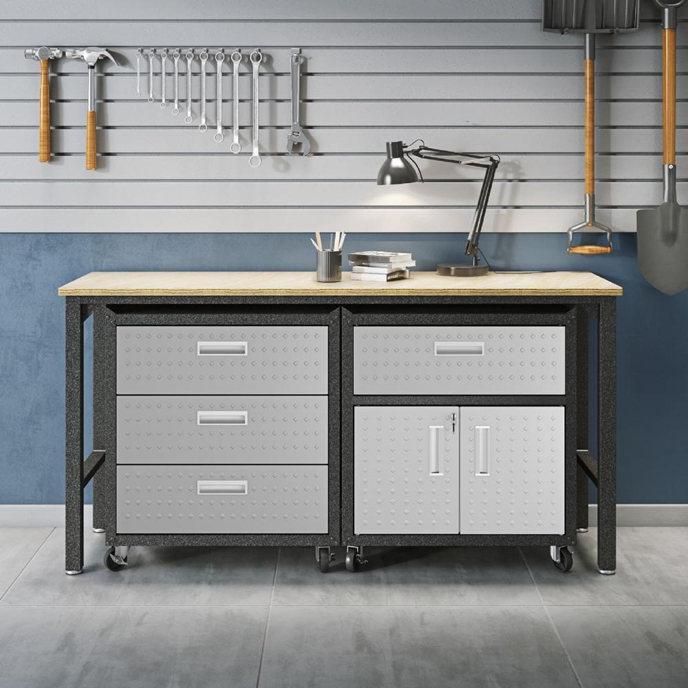 Manhattan Comfort - 3-Piece Fortress Garage Set with 4 Drawers in Grey - 18GMC veiw 10