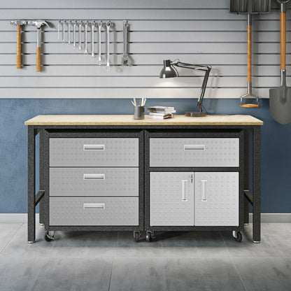Manhattan Comfort - 3-Piece Fortress Garage Set with 4 Drawers in Grey - 18GMC veiw 10
