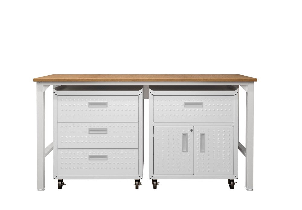 Manhattan Comfort - 3-Piece Fortress Garage Set with 4 Drawers in White - 18GMC-WH veiw 1