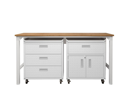 Manhattan Comfort - 3-Piece Fortress Garage Set with 4 Drawers in White - 18GMC-WH veiw 1
