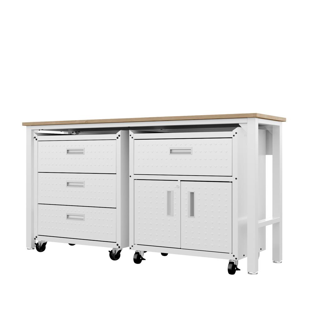 Manhattan Comfort - 3-Piece Fortress Garage Set with 4 Drawers in White - 18GMC-WH veiw 4