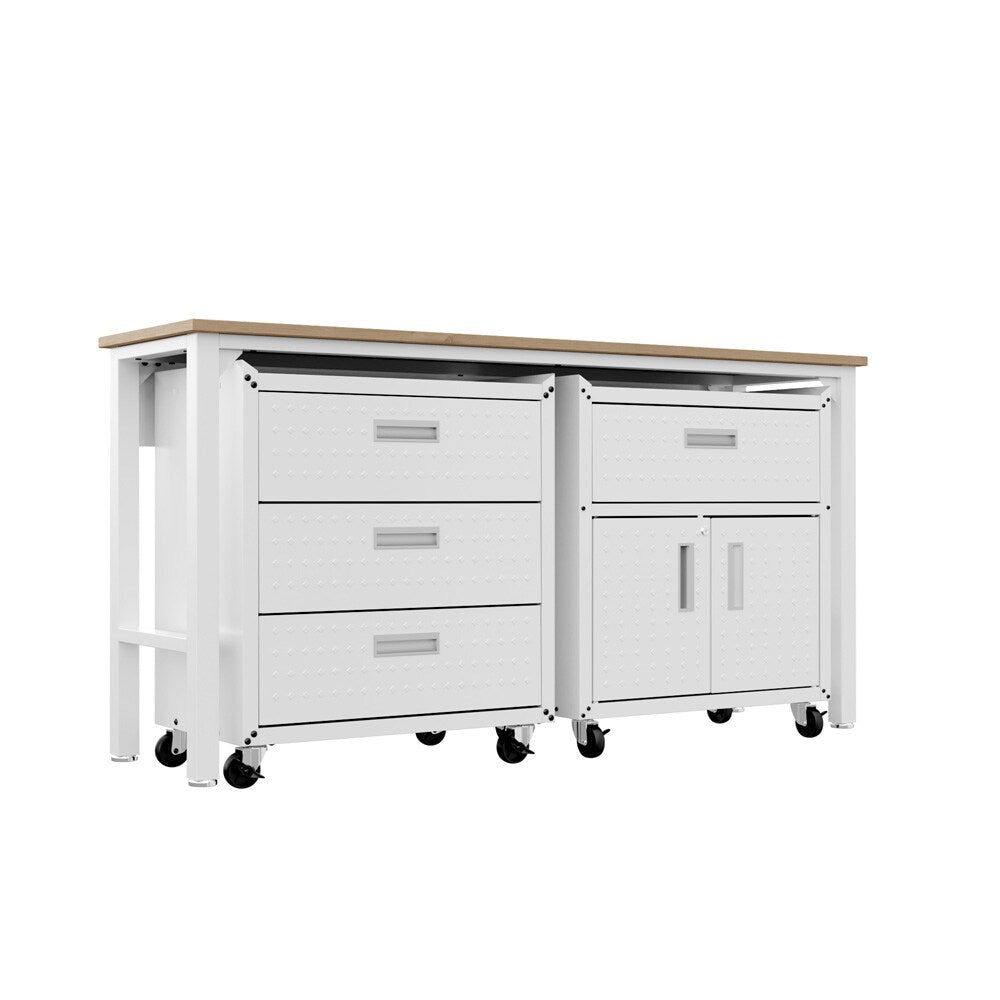 Manhattan Comfort - 3-Piece Fortress Garage Set with 4 Drawers in White - 18GMC-WH veiw 5