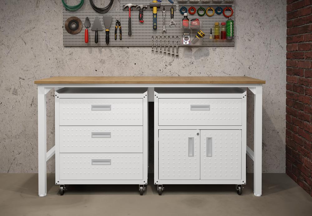 Manhattan Comfort - 3-Piece Fortress Garage Set with 4 Drawers in White - 18GMC-WH veiw 11