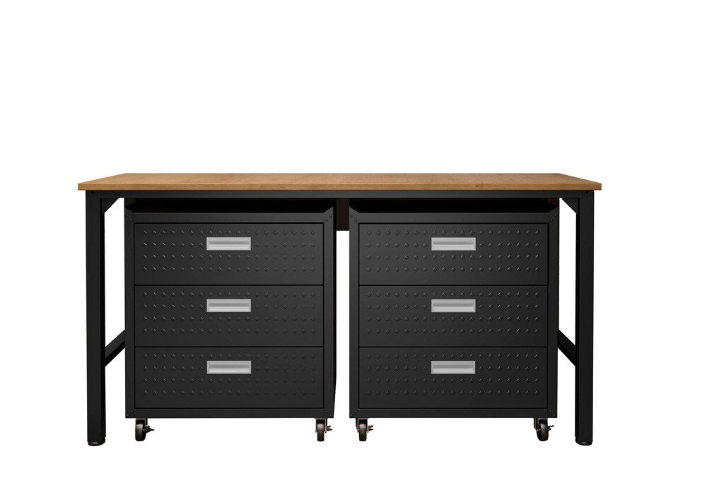 Manhattan Comfort - 3-Piece Fortress Garage Set with 6 Drawers in Charcoal Grey - 19GMC-CH veiw 1