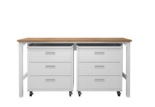 Manhattan Comfort - 3-Piece Fortress Garage Set with 6 Drawers in White - 19GMC-WH veiw 1