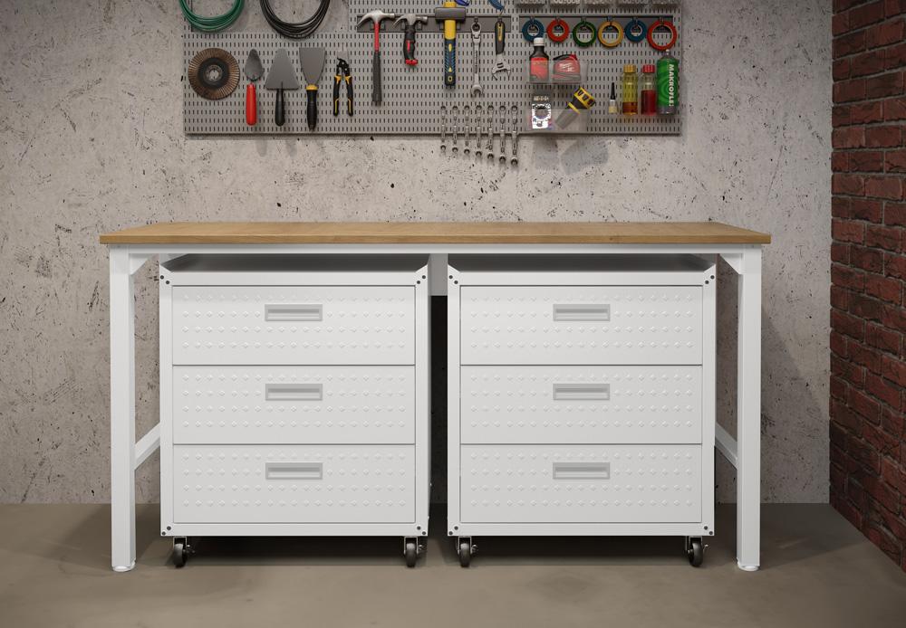 Manhattan Comfort - 3-Piece Fortress Garage Set with 6 Drawers in White - 19GMC-WH veiw 11