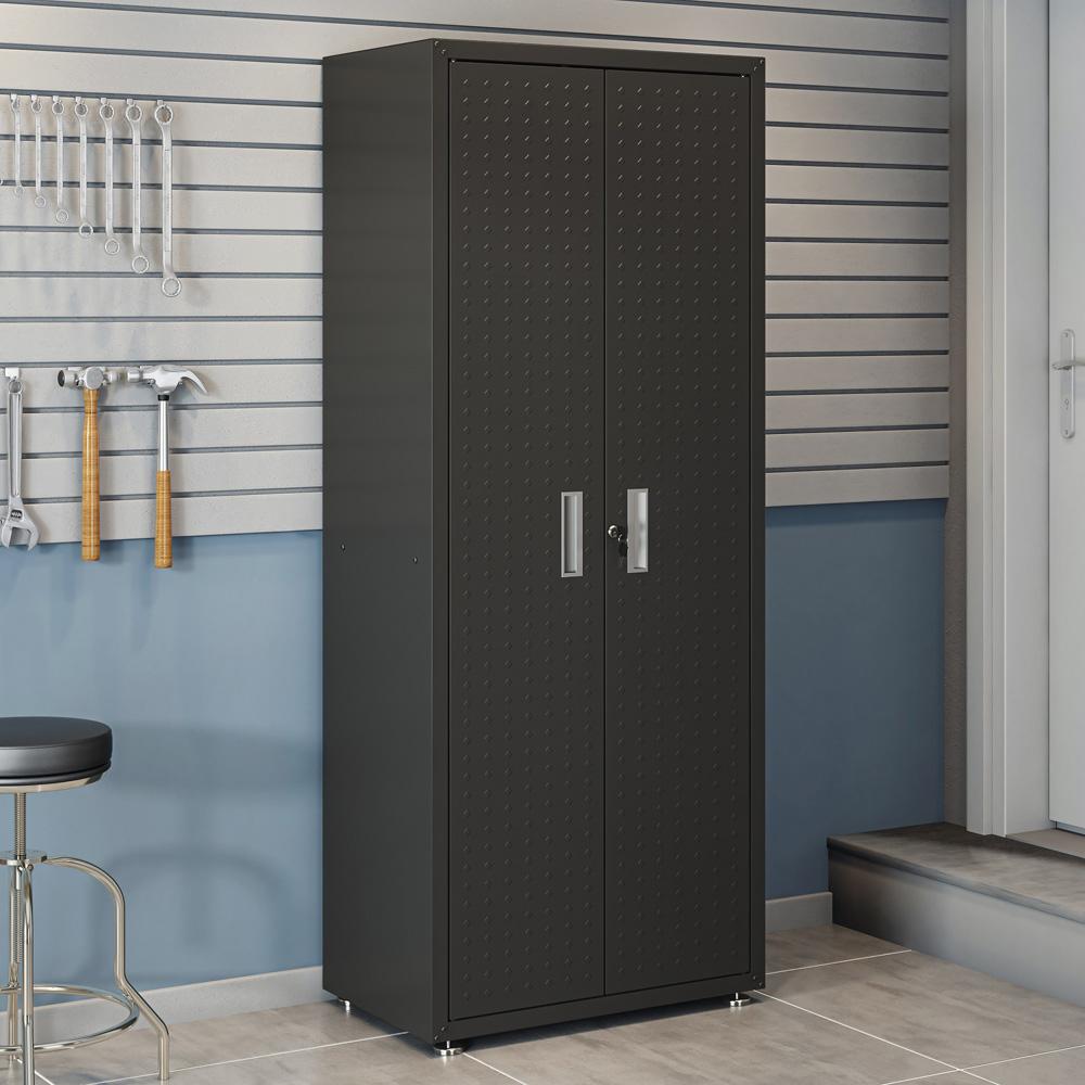 Manhattan Comfort - Fortress Garage Cabinet with 4 Adjustable Shelves in Charcoal Grey - 1GMCF-CH veiw 9