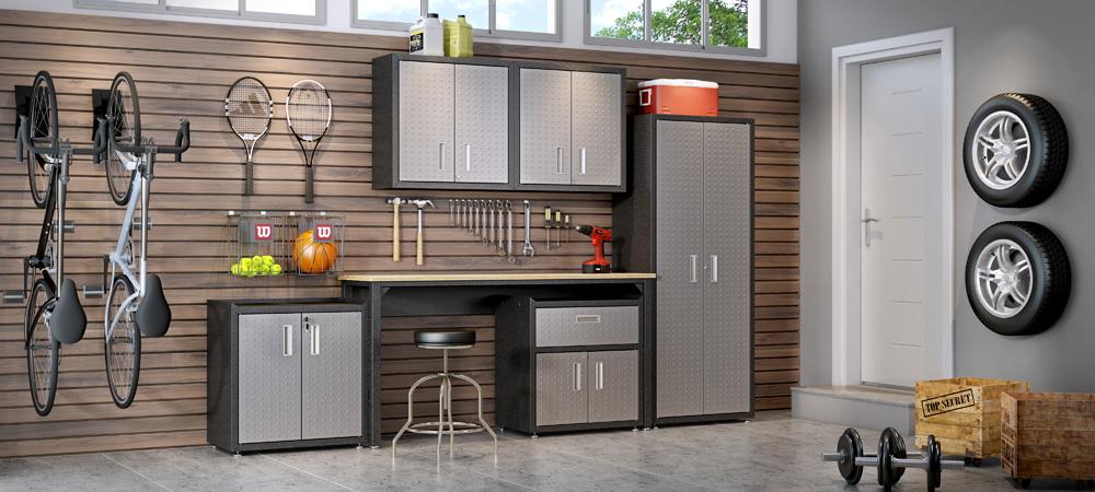 Manhattan Comfort - Fortress Garage Cabinet with 4 Adjustable Shelves in Grey - 1GMCF veiw 12