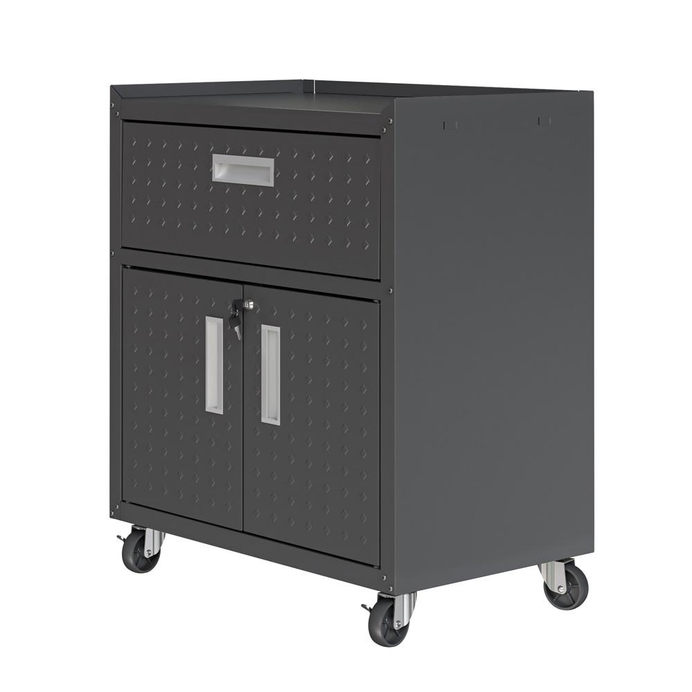 Manhattan Comfort - Fortress Garage Cabinet with 1 Full Extension Drawers in Charcoal Grey - 2GMCC-CH veiw 3