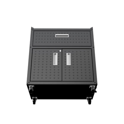 Manhattan Comfort - Fortress Garage Cabinet with 1 Full Extension Drawers in Charcoal Grey - 2GMCC-CH veiw 4