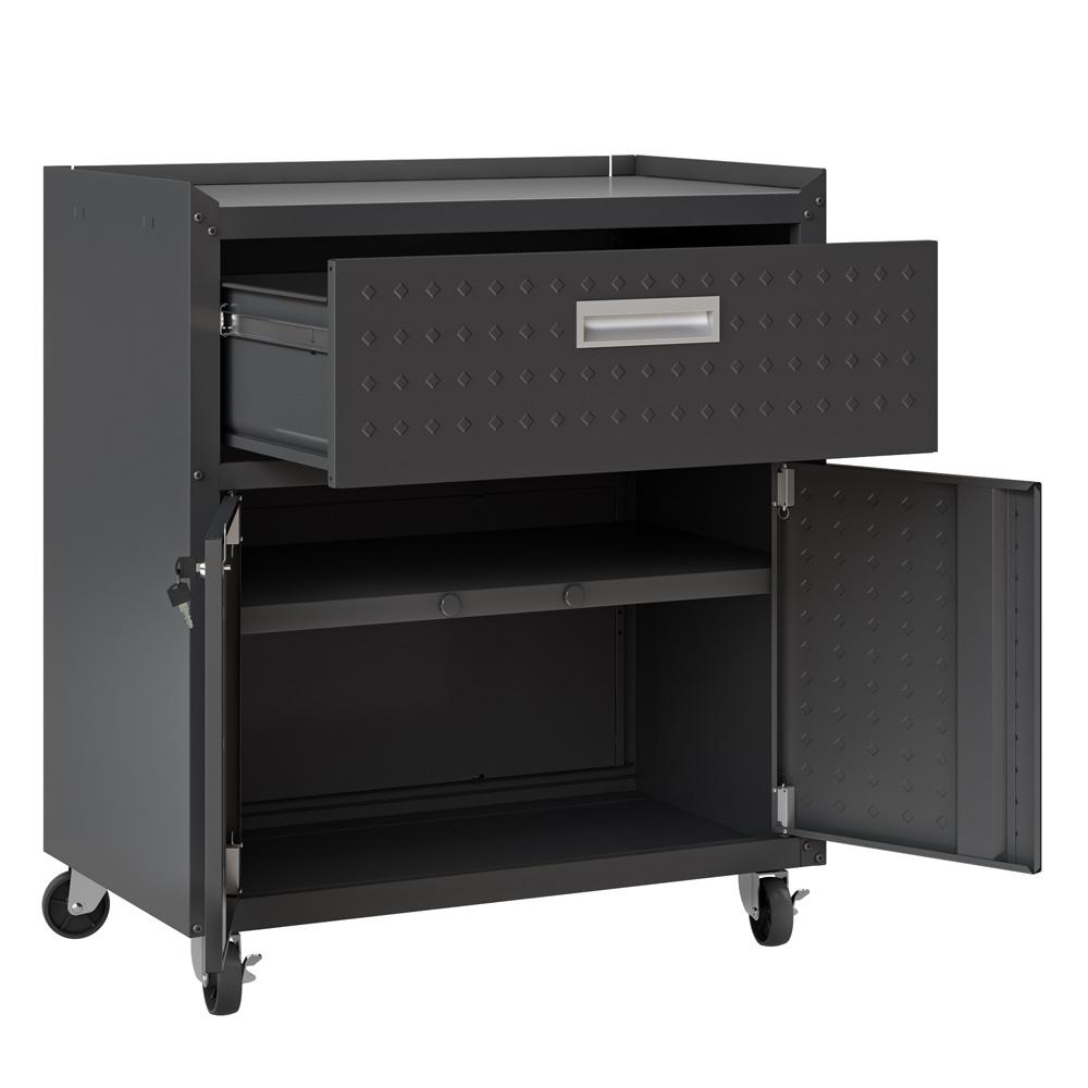 Manhattan Comfort - Fortress Garage Cabinet with 1 Full Extension Drawers in Charcoal Grey - 2GMCC-CH veiw 7