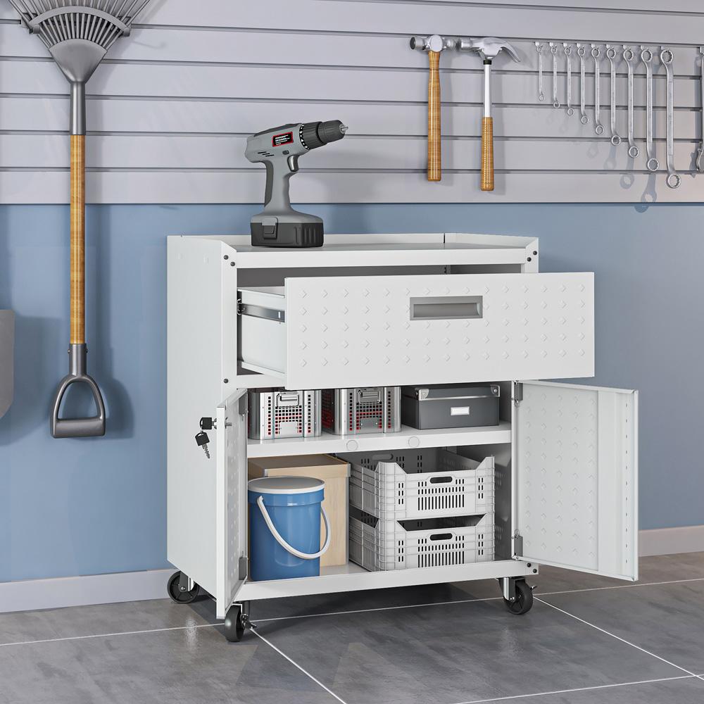 Manhattan Comfort - Fortress Garage Cabinet with 1 Full Extension Drawers in White - 2GMCC-WH veiw 9