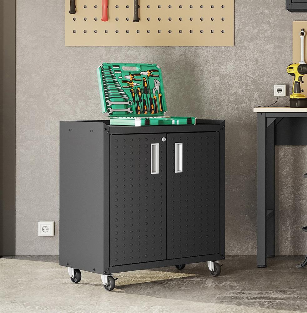 Manhattan Comfort - Fortress 30x18 Garage Cabinet with 2 Adjustable Shelves in Charcoal Grey - 3GMCC-CH veiw 8