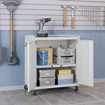 Manhattan Comfort - Fortress 30x18 Garage Cabinet with 2 Adjustable Shelves in White - 3GMCC-WH veiw 9