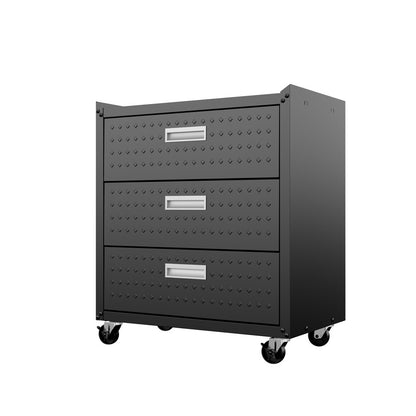 Manhattan Comfort - Fortress Garage Cabinet with 3 Full Extension Drawers in Charcoal Grey - 4GMCC-CH veiw 3