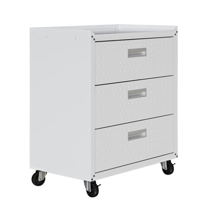 Manhattan Comfort - Fortress Garage Cabinet with 3 Full Extension Drawers in White - 4GMCC-WH veiw 2